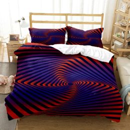 3D Striped plaid Print Three Piece Bedding Set Fashion Article Children or Adults for Beds Quilt Covers Pillowcases Bedding Set 240127