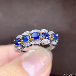 Cluster Rings KJJEAXCMY Fine Jewellery 925 Sterling Silver Inlaid Natural Sapphire Girl Fashion Warm Chinese Style Ring Support Test
