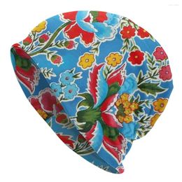 Berets Oaxaca Colourful Flowers Mexican Style Blue Cap Cool Autumn Winter Skullies Beanies Hats Summer Warm Dual-use Bonnet Knit Hat