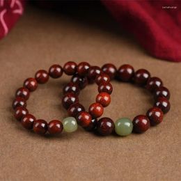 Strand Natural African Small Leaf Red Sandalwood Hand String For Men Women An Jade Top Bead With Single Circle Bracelet