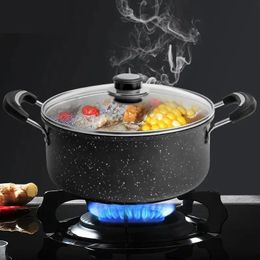 Maifan Stone Soup Pot With Lid Non-stick Household Gas Induction Cooker Universal Two Ears Cooking Soup Pot 240130