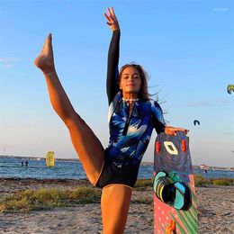 Women's Swimwear Long Sleeve Women Surfing Suit One-piece Swimsuit Sexy Printing Rash Guard Beach Sports Wear Swimming Bathing Clothes