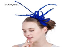 21Colors Elegant women feather headband headpiece sinamay wedding fascinator on hair combs hair accessories races church headwear 4097176
