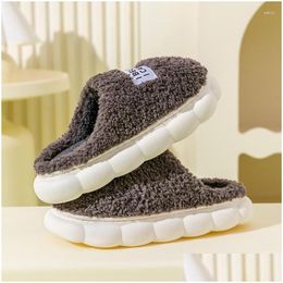 Slippers Household Warm Korean Trend Men Winter P Indoor Home Thick Sole Soft Couple Anti Slip Durable Cotton Shoes Drop Delivery Ac Dh349