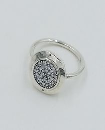 Classic design authentic 925 Sterling Silver RINGS Compatible fit Jewellery with logo Round disc CZ paved Ring8448807