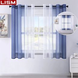 LISM Gradient Left and Right Tulle Curtains for Living Room Bedroom Organza Voile Curtain Window Treatment Panels Drapes Custom 240129