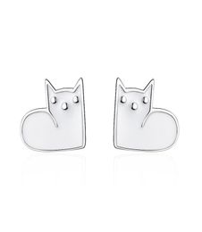 TT197 S925 Sterling Silver Needle Super Cute Cats Ear Stud Earrings Female Personality Epoxy Black Cat Jewellery For Young Girl Gif2756628