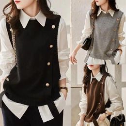 Women's Vests Knitted Vest Korean Sleeveless Pullover Sweater Female Knit 10CF