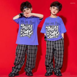 Stage Wear Children Loose T-Shirts Sports Pants Suit Jazz Modern Dance Clothing Boys Streetwear Girls Hip Hop Rave Clothes DQS13027