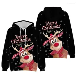 Men's Hoodies Christmas Reindeer Santa Claus 3D Print Women Streetwear Oversized Pullovers Hoodie Hooded Sweatshirts Woman Clothing