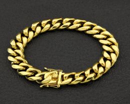 High Quality Stainless Steel Curb Cuban Chain Dragon Clasp Bracelets Men Women Fashion Gold Silver Bangles 8mm101214mm 21cm N148339275