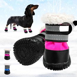 Winter Dog Shoes Waterproof Boots Pet Socks For Small Medium Dogs Nonslip Shoe Bootie Snow Reflective 240119