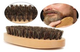 Moustache Beard Brush Natural Boar Bristle Round Handle Men039s Face Message Facial Hair Beard Comb Shaving Badger Brushes9443297