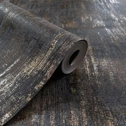 10M industrial Distressed texture wallpaper charcoal gold metal retro roll el 240122