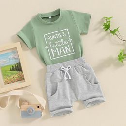 Clothing Sets Infant Toddler Baby Girl Boy Clothes Short Sleeve Auntie S Little Man Outfit Crewneck Cute Summer