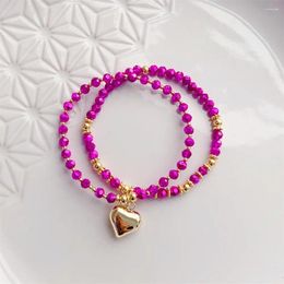 Charm Bracelets KKBEAD Heart For Girl Friend Gift Jewelry Crystal Beaded Stretch Bracelet Women In Pulseras Femme