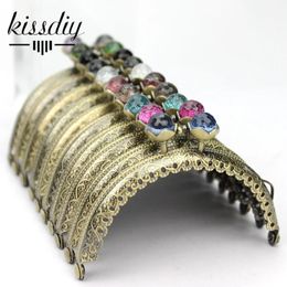 KISSDIY 10 pcslot 85 cm Antique Bronze Metal Purse frame Semicircle Lotus Head coral beads Kiss clasp DIY bag accessories 240126