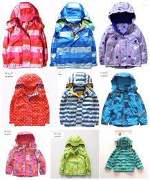 Jackets Boys Girls Polka Dot Trade Wind And Rain Jacket Plus Velvet Hooded Upscale Children's Clothing Cotton