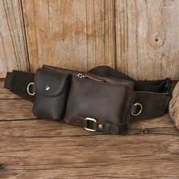 Waist Bags Men Belt Bag Fanny Pack Purse Genuine Leather Cross Body Shouder Travel Male Real Cowhide Hip Bum