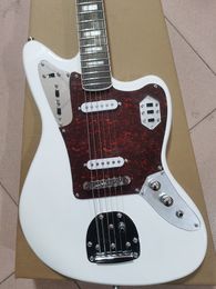 High quality 6-string white Cougar electric guitar, dual sets of lines, red pearl guard, in stock, fast shipping