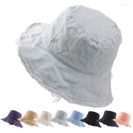 Cycling Caps Cotton Bucket Hat Summer Big Heads UV-Protection Fishing Cap Frayed Oversized Beach Women Men