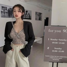 Women's Blouses Coat 2024 Retro High Waist Waistband Short Leopard Vest Blusas Clothes For Women Tops Shirts