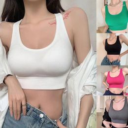 Women's Tanks Solid Camisole Sexy Criss-cross Back Crop Top Halter For Tank Tops Basic