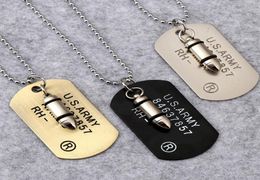 Fashion Men Military Card Stainless Steel Dog s Pendant Necklace for Necklaces Vine Antique Filling Pieces Personality 70cm Long Beads8508691