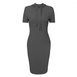 Casual Dresses Summer Women's Dress 2024 Ladies Short-Sleeved Hooded Cotton Linen Comfortable Slim Elegant Clothes Female