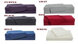 4pcs Family Bedding Set Include Bed Fitted Sheet Flat Sheet Two Pillowcase Soft SkinFriendly Plain Bedding Set4351073