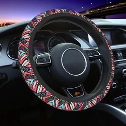Steering Wheel Covers Ikat Geometric Folklore Car Cover 38cm Non-slip Aztec Style Protective Car-styling