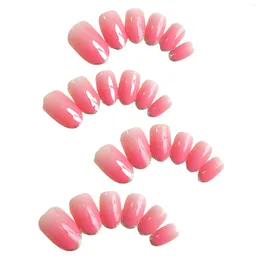 False Nails Pink Fake Nail With Glitters Sweet Style Long Lasting Full Cover Artificial For Women And Girl Salon At Home