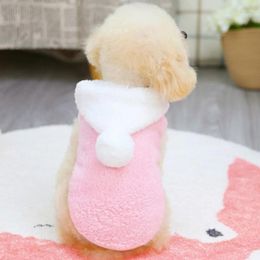 Dog Apparel Hooded Vest Cats Dogs Color-coded Winter Clothes Small Coral Fleece Coat Puppy Kitten Cute Sweater Pet Clothing