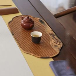 Tea Napkins 6Colors Zen Chinese Multifunctional Set Accessories Bamboo Round/square Art Tools Home Table Desktop DecorationLF400