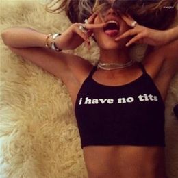 Women's Tanks 2024 Summer Sexy Women Camis Cropped Clothes Bra Crop Top Feminino Funny Letter I Have No Tits Strapless Tops Cotton