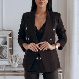 Women's Suits Fashion Casual Office Blazer With Metal Button 2024 Women Solid Colours Double Breasted Commute Plus Size Formal Clothing