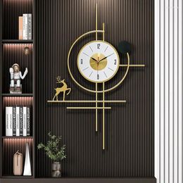 Wall Clocks Creative Art Large Indoor Light Luxury Atmospheric Living Room Restaurant Entrance Decor Clock With Lights