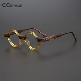 55104 Vintage Round Acetate Eyeglasses Frame Men Myopia Prescription Glasse Optical Glasses Steampunk Eyewear 240131