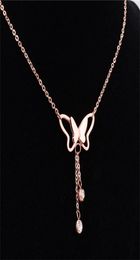 Stainless steel butterfly pendant necklace women girl birthday party necklaces romantic valentine gift Jewellery C37344349