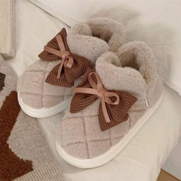 Slippers ASIFN Women's Cotton Indoor Casual Minimalist Soft Sole Comfortable Warm Fashionable And Cute Bow Snow Boots Student