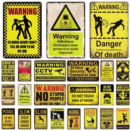 Warning Tin Sign Vintage Metal Sign Caution Slogan Video Camera Metal Plaque Danger Metal Poster for Farm House Door Wall Decor 240130