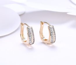 2018 Fashion 18K Gold Zircon Earrings Double Row Diamond Romantic Champagne Gold earrings Ear Clips Women039s Engagement Jewelr9881404