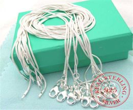 10pcslot Promotion Whole 925 Sterling Silver Necklace Fine Jewelry Snake Chain 1mm 1630inch for Women Men2132121