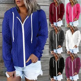 Women's Hoodies 2024 Autumn/Winter Casual Zipper Cardigan Jacquard Hoodie Coat Fashion Plus Size Long Sleeve Loose Top