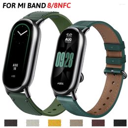 Watch Bands Original Strap For Xiaomi Mi Band 8 Bracelet Fashion Leather Replacement Wristband Miband NFC Correa Canvas Straps