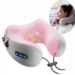 Multifunctional U-shaped Pillow Massage Pillow Electric Neck Massager Portable Shoulder Cervical Massager Travel Home Car Relax 240202