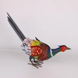 Garden Decorations Colorful Metal Pheasant Statue Decor Lawn Ornament Hand Painted Outdoor Figurine For Yard Pathway Courtyard