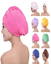 Microfiber Hair Drying Towel Wrap Turban Head Hat Bun Cap Shower Dry Microfiber Bath Towel A15702262