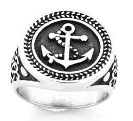 FANSSTEEL Stainless steel mens punk vintage Jewellery flower Rice Ears Anchor Ring gift for brothers sisters FSR20W659190963
