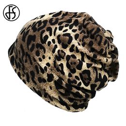 FS Black Gold Leopard Print Beanies For Men Cold Protection Women Ring Scarf Dual Purpose Outdoor Cycling Pullover Cap Gorras 240124